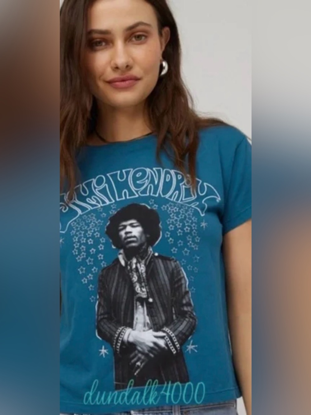 Daydreamer Jimi Hendrix Solo Glitter Star Tee Teal